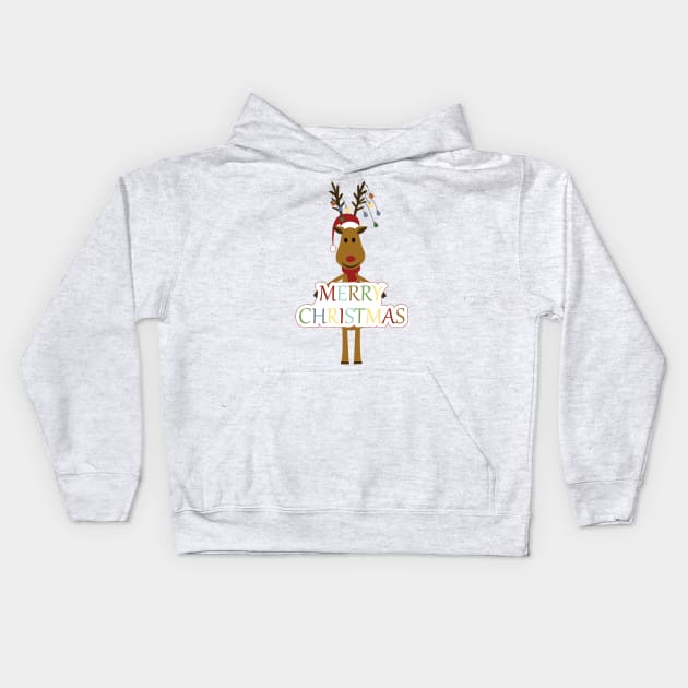 Merry Christmas reindeer Kids Hoodie by grafart